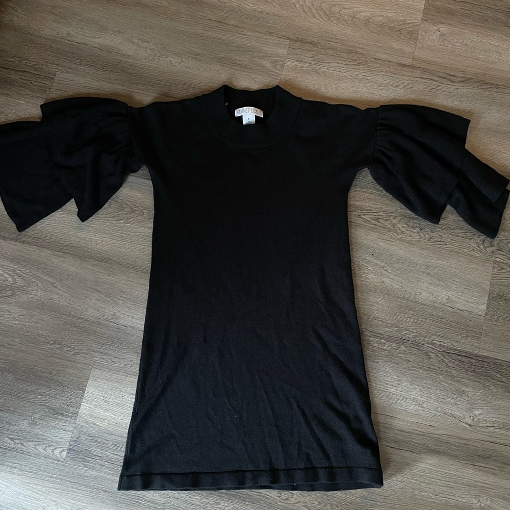 Super cute black dress with flared sleeves